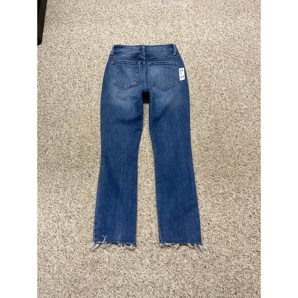 28 CEROS High-Rise Exposed Button Fly Distressed Crop Straight Leg Raw Hem - Picture 5 of 7